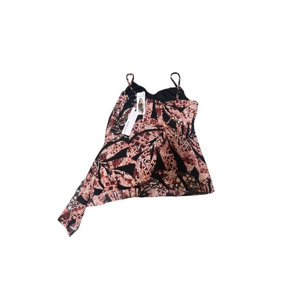 Magicsuit Womens Asymmetrical Tankini Top Size 10 Black/Red Tribal Print NWT - Picture 3 of 7